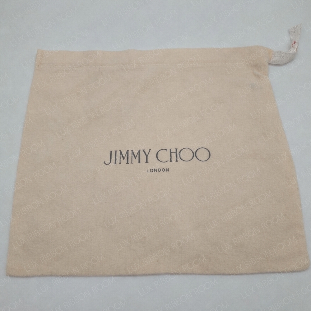 JIMMY CHOO LONDON Cotton Drawstring Dust Bag Shoe Storage Neutral Beige EUC